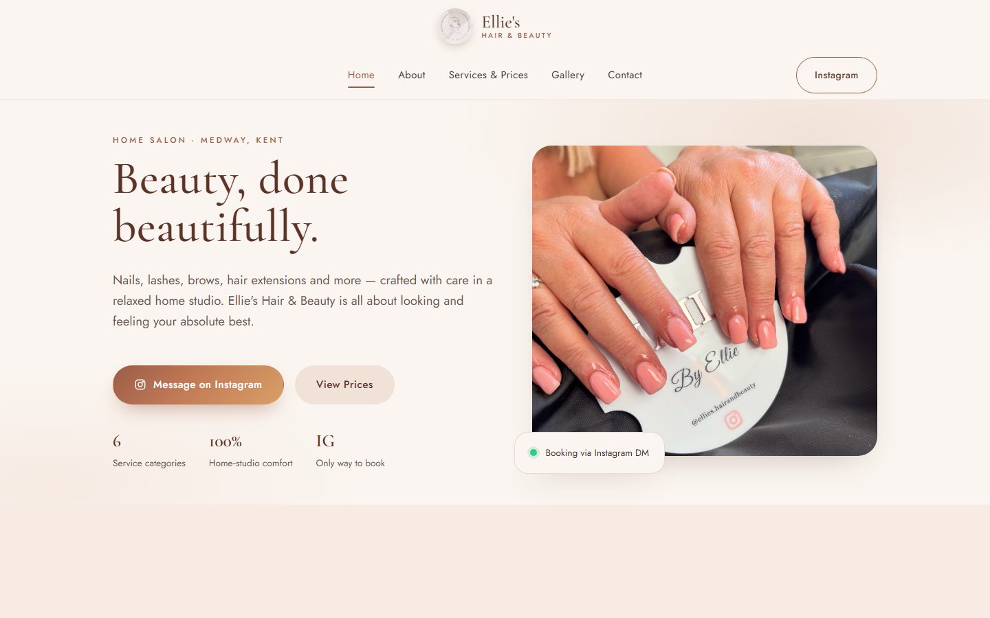 Ellie's Hair & Beauty website