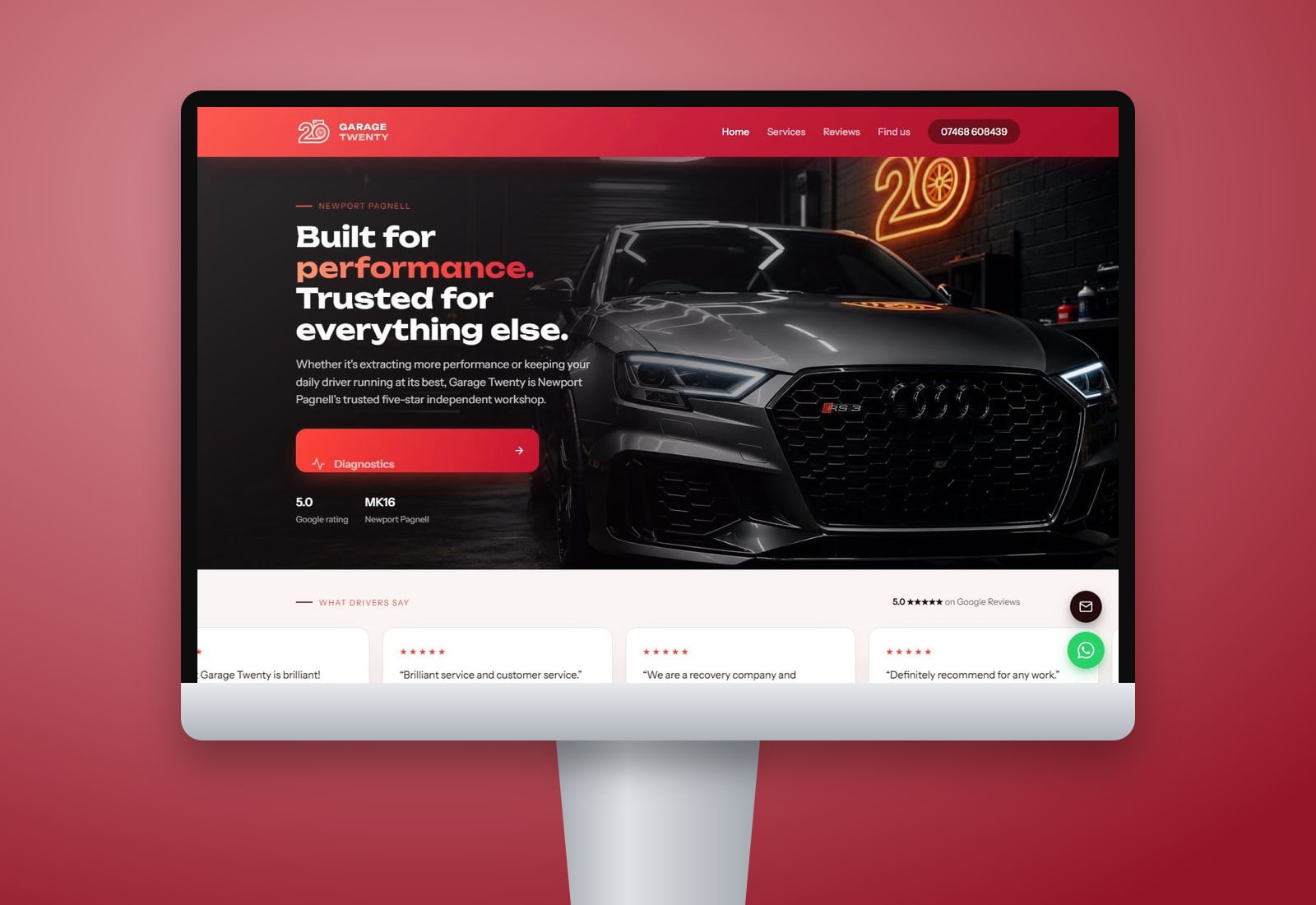 Garage Twenty website